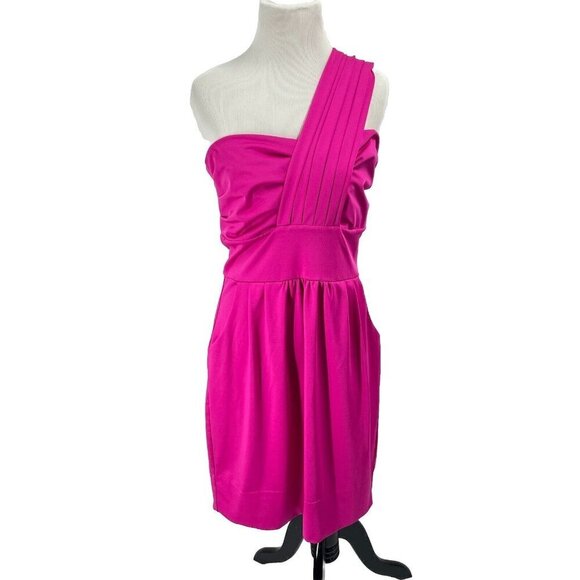 Gretchen Scott Pink One Shoulder Cocktail Dress Sz M - Picture 1 of 6